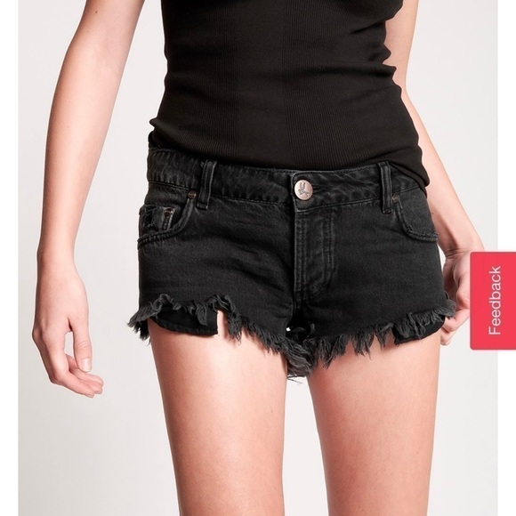 One teaspoon WORN BLACK BONITAS LOW WAIST DENIM SHORT 28 - Picture 4 of 14